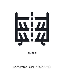 black shelf isolated vector icon. simple element illustration from furniture and household concept vector icons. shelf editable black logo symbol design on white background. can be use for web and