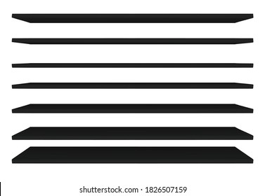 Black shelves on wall. vector