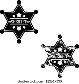 Black sheriff badges on white background svg