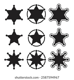 Black Sheriff Star Badge Vector Illustration