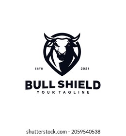 Black Shield Bull Logo Design Template Inspiration idea