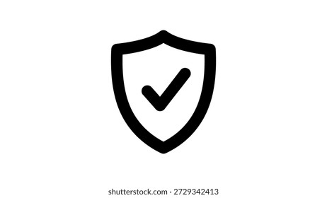Escudo negro con marca de verificación sobre fondo blanco tick
