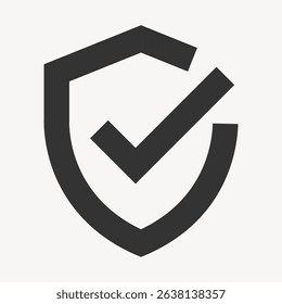 Black shield with a check mark symbolizing security and protection. Security icon with a shield and check mark. Protection and security theme. User interface icon vector.
