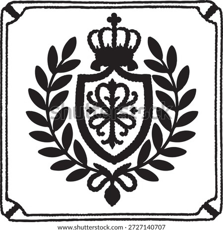 Black shield with crown and laurel wreath heraldry