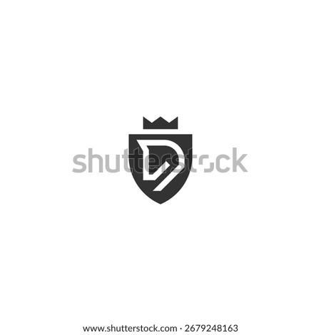 Black shield with crown and stylized letter D
