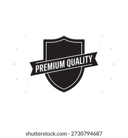 A black shield emblem with a banner displaying the text premium quality