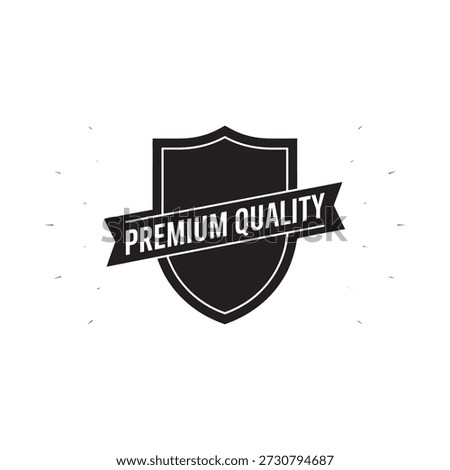 A black shield emblem with a banner displaying the text premium quality
