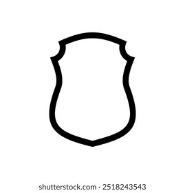 Black Shield frame Logo. Vector template outline Sign of Protection, Guard and Security. Insurance or Immunity Symbol. Empty icon design isolated on white background