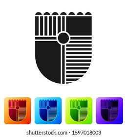 Black Shield for game icon isolated on white background. Set icons in color square buttons. Vector Illustration