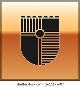 Black Shield for game icon isolated on gold background.  Vector Illustration