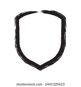 Black shield guard web icon vector grunge brush stroke design. 