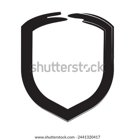 Black shield guard web icon vector grunge brush stroke design. 
