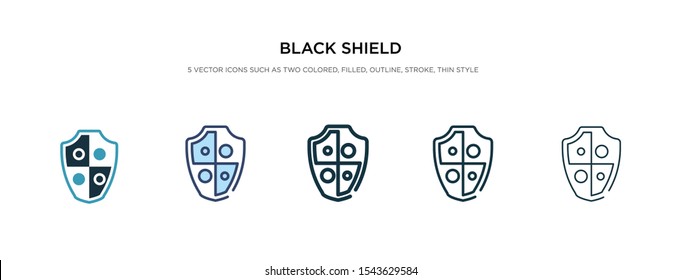 black shield icon in different style vector illustration. two colored and black black shield vector icons designed in filled, outline, line and stroke style can be used for web, mobile, ui