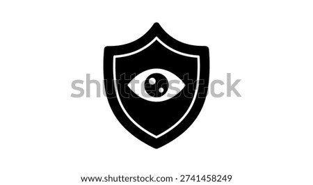 Black shield icon with eye inside
