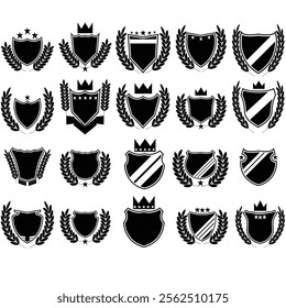 Black Shield Icon illustration set