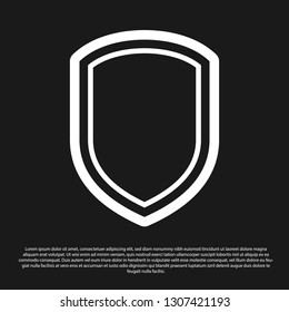 Black Shield icon isolated on black background. Guard sign. Vector Illustration