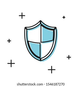 Black Shield icon isolated on white background. Guard sign. Security, safety, protection, privacy concept.  Vector Illustration