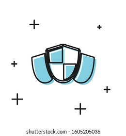 Black Shield icon isolated on white background. Guard sign. Security, safety, protection, privacy concept.  Vector Illustration