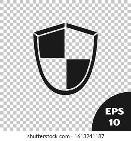 Black Shield icon isolated on transparent background. Guard sign. Security, safety, protection, privacy concept.  Vector Illustration