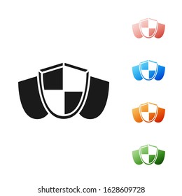 Black Shield icon isolated on white background. Guard sign. Security, safety, protection, privacy concept. Set icons colorful. Vector Illustration