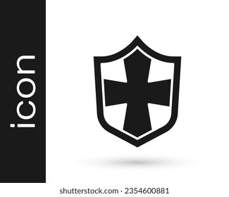 Black Shield icon isolated on white background. Guard sign. Security, safety, protection, privacy concept.  Vector