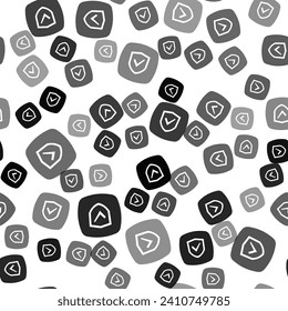 Black Shield icon isolated seamless pattern on white background. Insurance concept. Guard sign. Security, safety, protection, privacy concept.  Vector