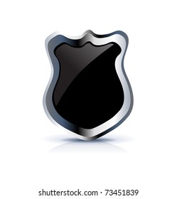 black shield icon on white