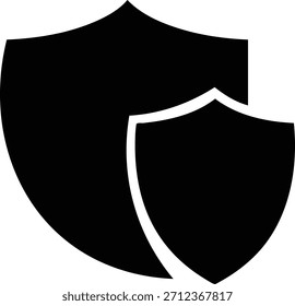 Par de iconos de escudo negro que representa la protección cibernética y el Vector de defensa
