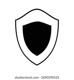 Icono de escudo negro que representa la seguridad y la protección