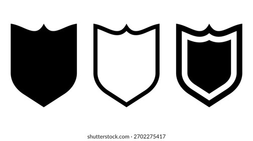 Schwarzer Schild-Symbolsatz einzeln auf weißem Hintergrund. Sicherheit und Schutz. Symbol. Vektorgrafik