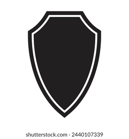 black shield icon with sharp tapered bottom frame vector illustration design