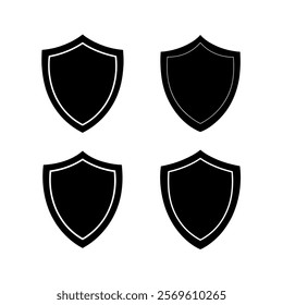 Black Shield Icons on White Background