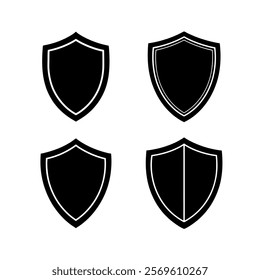 Black Shield Icons on White Background