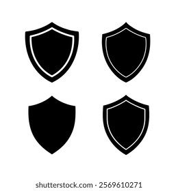 Black Shield Icons on White Background