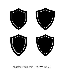 Black Shield Icons on White Background