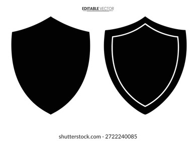 Ícones de escudo preto com bordas brancas, representando segurança, proteção e medidas defensivas confiáveis.