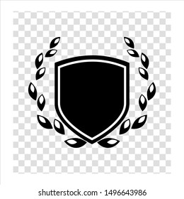 black shield with laurel isolated design.