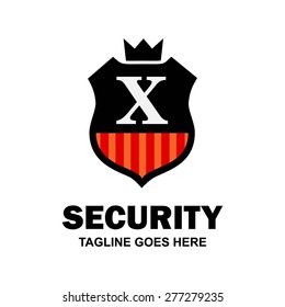 Black Shield logo. Abstract secure shield logo design - various geometric shapes - Security visual identity - Security Logo template Monogram design elements Business sign identity vector illustration