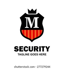 Black Shield logo. Abstract secure shield logo design - various geometric shapes - Security visual identity - Security Logo template Monogram design elements Business sign identity vector illustration