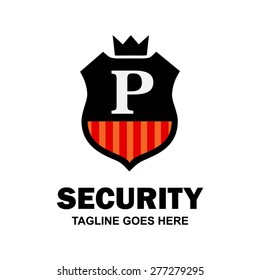 Black Shield logo. Abstract secure shield logo design - various geometric shapes - Security visual identity - Security Logo template Monogram design elements Business sign identity vector illustration