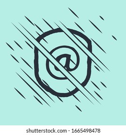 Black Shield with mail and e-mail icon isolated on green background. Guard sign. Security, safety, protection, privacy concept. Glitch style. Vector Illustration