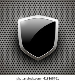 Black shield on abstract background