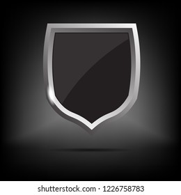 Black shield on black background