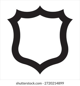 Un contorno de escudo negro sobre fondo blanco que ofrece una ilustración de símbolo protector clásico.