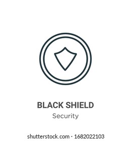 Black shield outline vector icon. Thin line black black shield icon, flat vector simple element illustration from editable security concept isolated stroke on white background