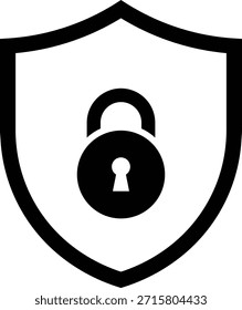 Escudo negro con un candado y el símbolo de la cerradura protección de seguridad