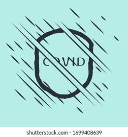 Black Shield protecting from virus, germs and bacteria icon isolated on green background. Immune system concept. Corona virus covid-19. Glitch style. Vector Illustration