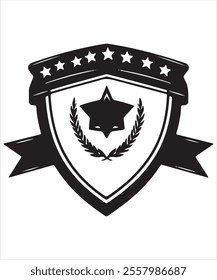 Black Shield with Ribbon and Star for Branding
