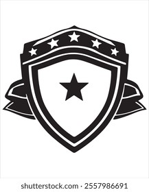 Black Shield with Ribbon and Star for Branding
