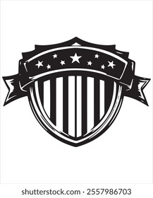 Black Shield with Ribbon and Star for Branding
